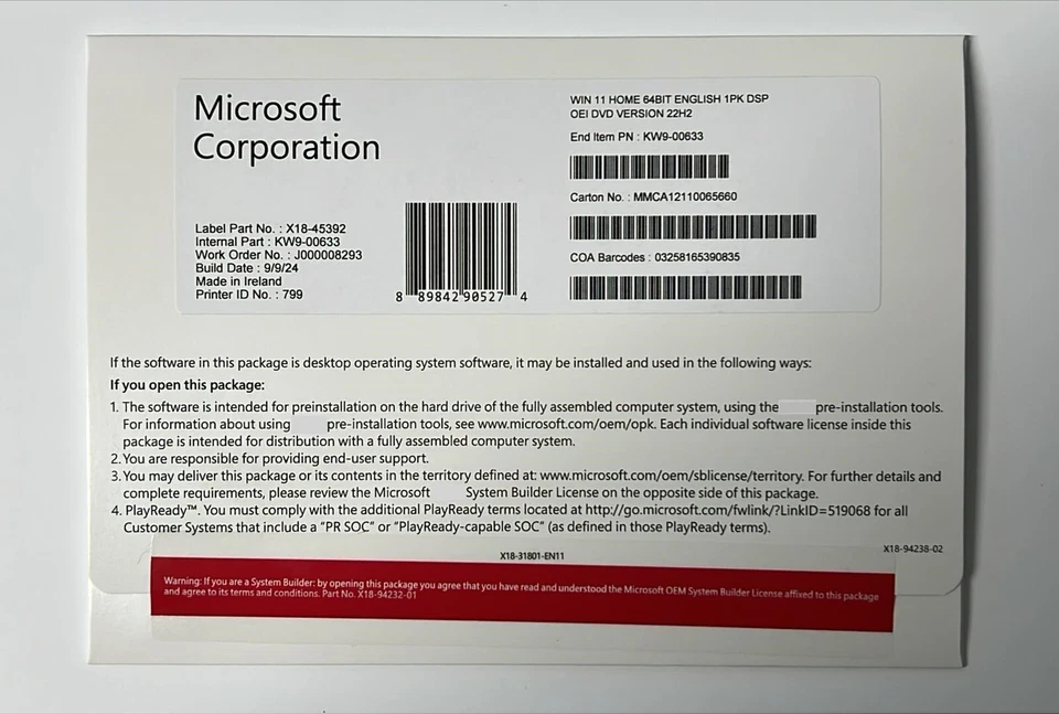 Microsoft Windows 11 Home 64-Bit installation Full Version DVD Pack - Image 1 of 1