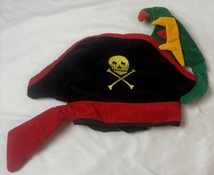 B-Zany Hats Pirate Parrot Velvet Adjustable Costume Cosplay Hat Skull Crossbones - Picture 1 of 9