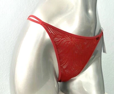 Calvin Klein Nwt Sheer Marquisette Lace Strappy String High Leg Tanga Panty - Image 1 of 3