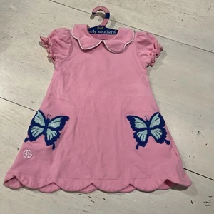 Simply Southern Girls Dress 2T Pink Embroidered Butterflies Vibrant~NEW - Picture 1 of 15