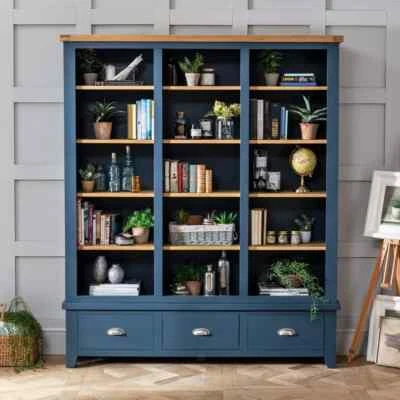 Westbury Blue Extra Large Grand Library Bookcase - Image 1 of 4