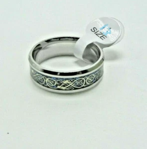 Aqua Blue Rhinestones In a setting of Stainless Steel (SIZE 13) Unisex Ring USA - Picture 1 of 3