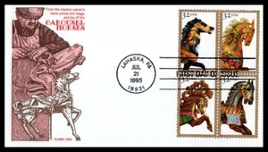 US FDC # 2976-2979a 32c Carousel Horses block GAMM   1995, 9p6911 - Picture 1 of 1