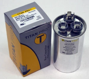 TitanPro TRCFD305 HVAC Round Dual Motor Run Capacitor 30/5 MFD/UF440/370 Volts - Picture 1 of 3