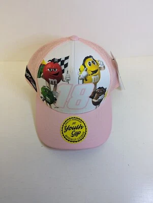  M&M Joe Gibbs Racing NASCAR 18 Youth Hat Pink & White Adjustable New - Image 1 of 4