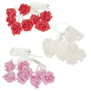 8 Pk Foam Rose Battery String Lights Wedding Valentines Day - Choose Colour