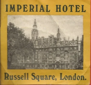 Etichetta Imperial Hotel Russell Square  London UK  - Luggage Label  anni '40  - Picture 1 of 1