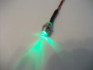 4x BIG (10mm) GREEN 12V LED WITH CHROME BEZEL - Picture 1 of 1