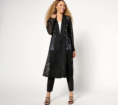 Chaqueta Dennis Basso Petite para mujer PM pura geométrica doble negra A6444388 Foto 1 de 4