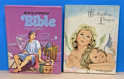Vintage 60s 70s Children's Religious Book Lot Say Our Prayers Illustrated Bible - Image 1 of 4
