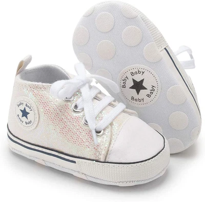 Unisex Baby Boys Girls High Top Sneaker Soft Anti-Slip Sole Newborn Infant First - Image 1 of 4