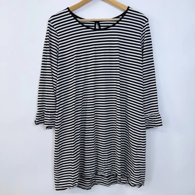 Kate Spade Striped Sleep Shirt Nightgown Size XL Ruffle Cuffs Soft Stretchy - Image 1 of 4