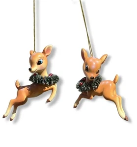 Hand Decorated Retro Reindeer Christmas Ornament – Vintage Style Holiday Deer - Picture 1 of 8