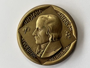 Indiana American Revolution Bicentennial Medal Bronze 2.5 Inch Seal 1816 - Picture 1 of 5