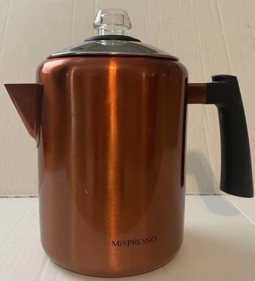 Percolador de café Mixpresso cobre acero inoxidable, estufa, 37 oz, 2 - 8 tazas Foto 1 de 4