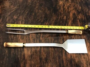 Large Heavy Duty Enedino De Leon Custom Ordered BBQ Grilling Fork & Spatula Set - Picture 1 of 8
