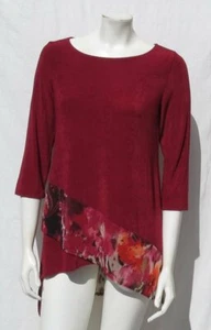 TRAVELERS by CHICO’S Fuchsia Printed Asymmetric Hem Tunic Top 0 USA S 4 6 MINT - Picture 1 of 5