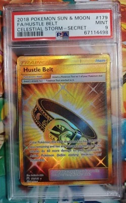 Pokemon Hustle Belt 179/168 PSA 9 Sun & Moon Celestial Storm 179 PSA 9 Gold - Image 1 of 2
