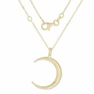 14k Yellow Gold Crescent Moon Necklace 18" 3.3 grams - Picture 1 of 3