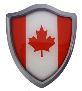 Canada flag Shield Domed Decal 3D Look edge Emblem Resin sticker 2.6"x3" - Imagen 1 de 3