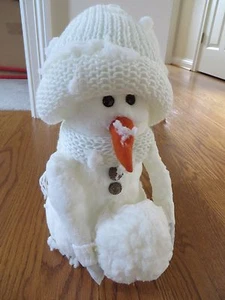 Decorative Snowman with Styrofoam Body Knitted Hat Scarf EUC - Picture 1 of 5