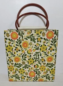 Fabulous MCM Floral Fabric Tote Double Lucite Handles - Rare HTF - Picture 1 of 16