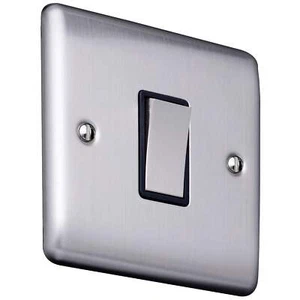 Caradok 1G 2Way 10A Switch Brushed Chrome Black Insert - Picture 1 of 2