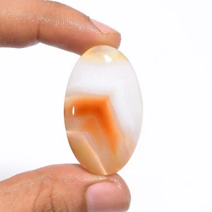 Natural Red Banded Agate Gemstone 45.00 Cts Loose Oval Cabochon 39X23X6 mm - Picture 1 of 6