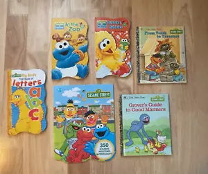 Sesame Street Benson Golden Book lot x6 Baby Board Books Stickers Big Bird Elmo - Picture 1 of 13