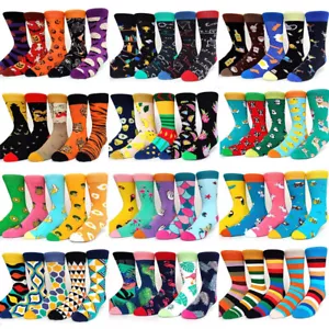 Men's 5 Pair Set of Cartoon Socks, One Size, Funny Cotton Crew Socks, Options - Picture 1 of 35