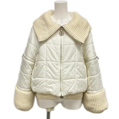 Piumino CHANEL zip maniche rimovibili sportivo avorio taglia 38 nylon donna