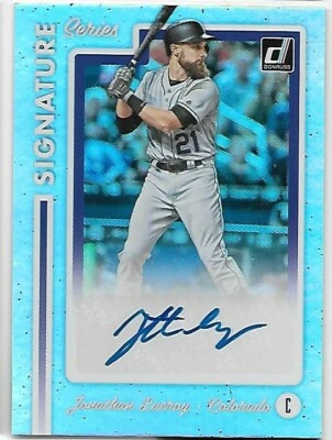 2017 DONRUSS SIGNATURE SERIES JONATHAN LUCROY AUTO COLORADO ROCKIES BREWERS MNT  - Image 1 of 2