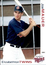 2001 Elizabethton Twins Grandstand #18 Joe Mauer St Paul Minnesota Baseball Card