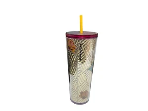 Starbucks Gold Quilted Foil Rose Tumbler w Straw Cold Cup 24 oz Fall 2020 - Picture 1 of 1