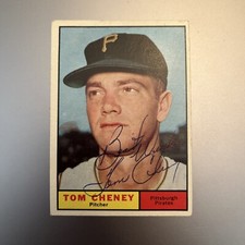 TOM CHENEY 1961 TOPPS AUTOGRAPHED SIGNED AUTO BASEBALL CARD