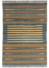 Cotton Blue Carpet Area Rug, Hand and Flat Weave Cotton Dhurrie Boho Kilim Rugs