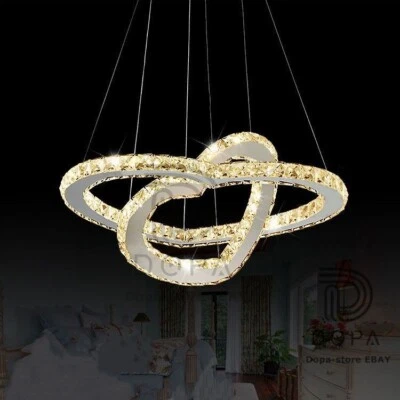 Lampadario a Sospensione LED 85W Doppio Cuore Cristallo con 3 Tonalità Luce IP20 - Immagine 1 di 4