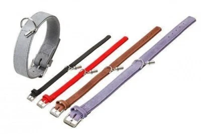 KARLIE BÚFALO CUERO PERRO CACHORRO COLLAR púrpura lavanda 70cm x 4cm - XL ETIQUETA DE IDENTIFICACIÓN Foto 1 de 2