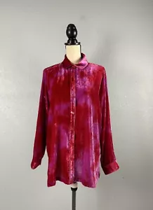 John Mark Women's Size M Pink Tie Dye Velvet Button Long Sleeve Tunic Top NWT - Picture 1 of 9