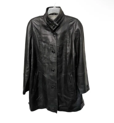 Abrigo Chaqueta Gallery Vintage Mujer Cuello Simulado 100% Cuero Talla Mediana Foto 1 de 4