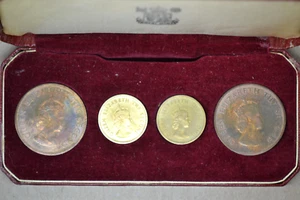 1957 JERSEY / UK - OFFICIAL PROOF DOUBLE SET (4) - SHILLING - ROYAL MINT - RARE! - Picture 1 of 7