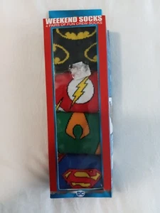 DC Comics Fans: Justice League Crew Socks 4 pairs  Brand New SZ Boys 6-12 - Picture 1 of 5