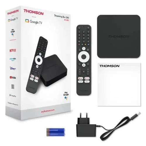 THOMSON-STREAMING-BOX-240G 4K 2/8GB ANDROID 12 GOOGLE AMAZON PRIME DISN - Immagine 1 di 1