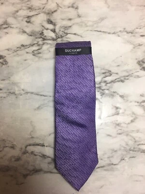Corbata de seda Duchamp London púrpura plateada nueva con etiquetas Foto 1 de 3