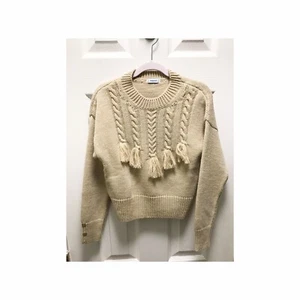Mayoral Youth Girls Size 10 Cable Knit Pullover Sweater Fringe Tan/Gold - Picture 1 of 9