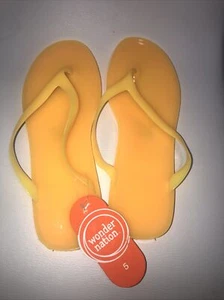 New Girls Beachwear Wonder Nation Flip Flops Size 5 Yellow NWT - Picture 1 of 4