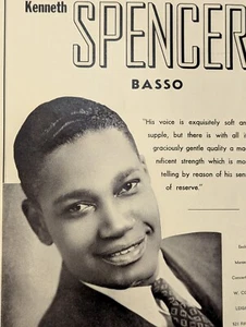 Kenneth Spencer 1944 Booking Ad Musical Performer Concert Basso - Picture 1 of 3