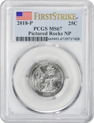 2018-P Pictured Rocks ATB National Park Quarter MS67 First Strike - Image 1 of 2