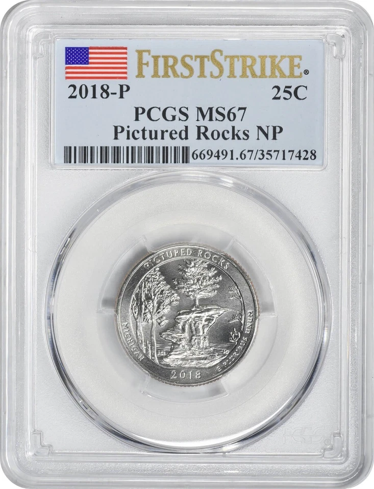 2018-P Pictured Rocks ATB National Park Quarter MS67 First Strike - Image 1 of 2
