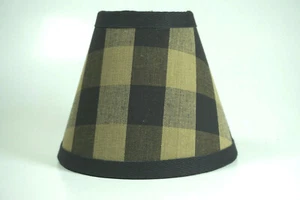 Country Black Buffalo Check Fabric Chandelier Candle Lampshade Lamp Shade - Picture 1 of 7